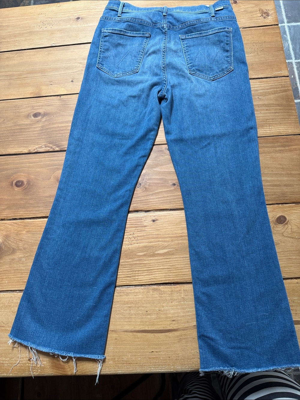 MOTHER Blue Frayed Hem Wide-Leg Jeans - Picture 2 of 10
